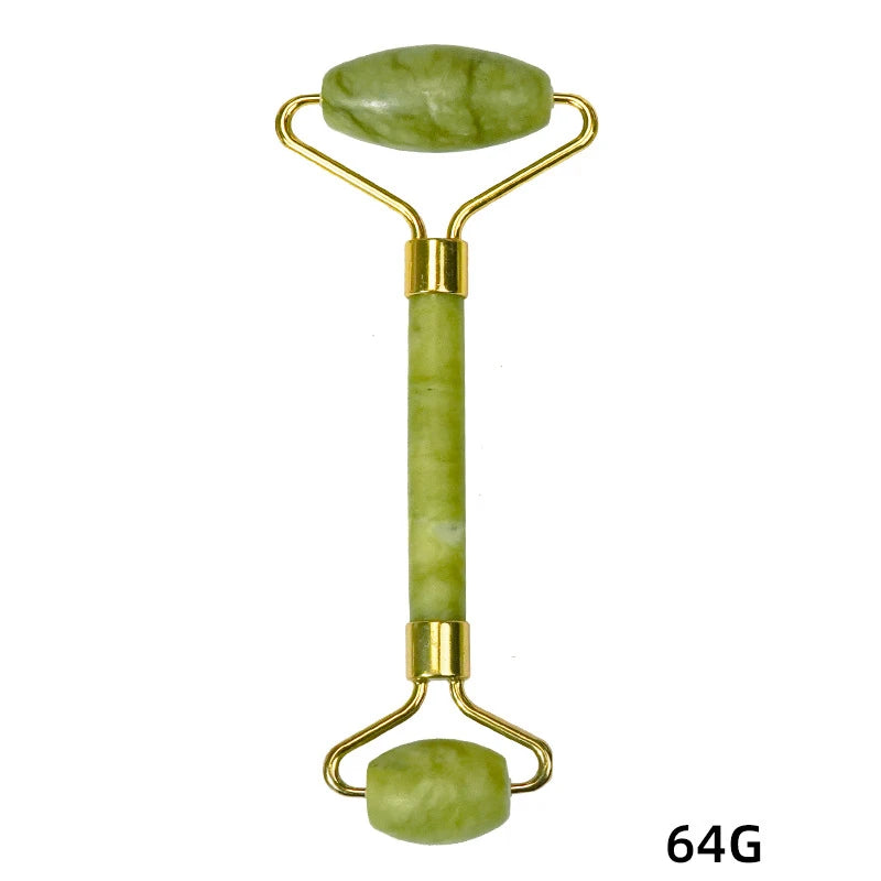 Natural Jade Stone Gouache Scraper Face Roller Gua Sha Massager for Face Body Massage Set Anti-Wrinkle Beauty Relaxation Tool