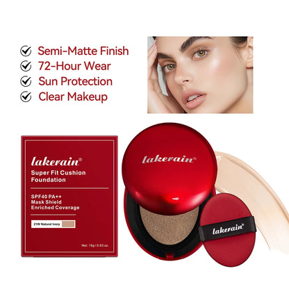 Sunscreen Cushion Foundation Fit Cushion Foundation Full Coverage Waterproof Long-Lasting Concealer Long-Lasting Makeup