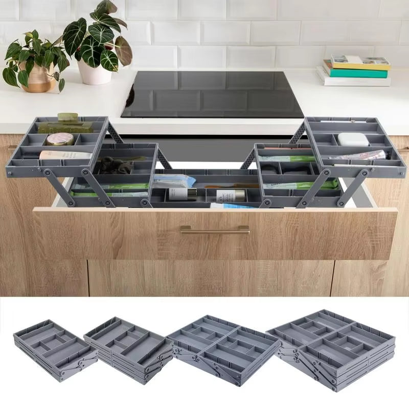 Drawer Organizer Tray 2/3 Tier Storage Expandable Drawer Jewelry Organizer Foldable Desktop Organizer Box for Cosmetics