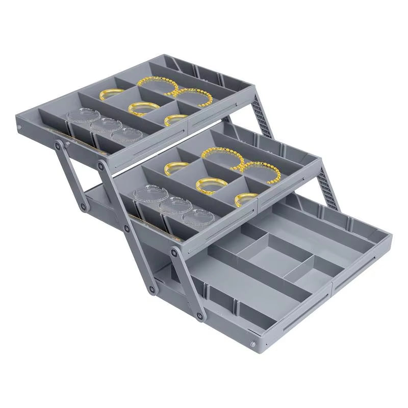 Drawer Organizer Tray 2/3 Tier Storage Expandable Drawer Jewelry Organizer Foldable Desktop Organizer Box for Cosmetics